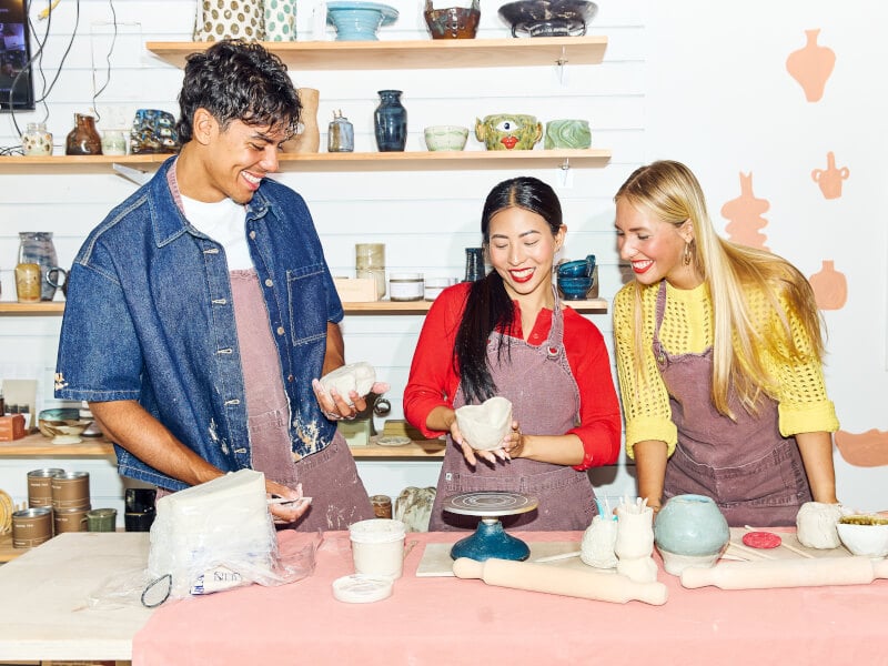 People admiring their hand built creations