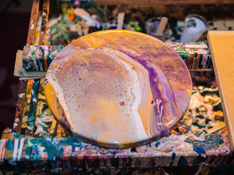 An acrylic poured masterpiece