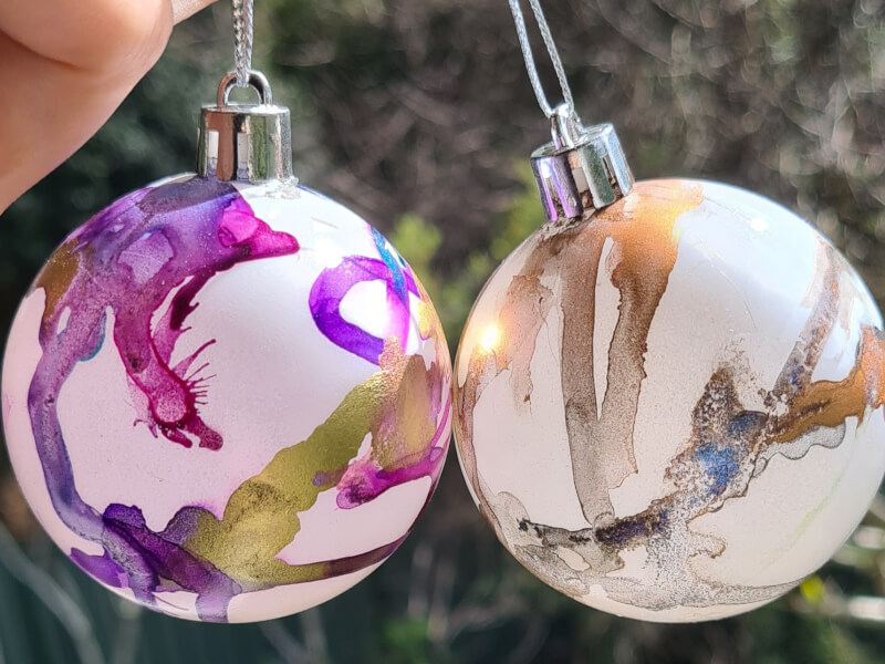 DIY alcohol ink baubles