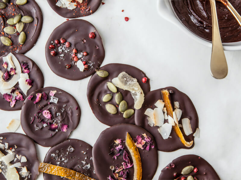 homemade chocolates with nuts and fruit