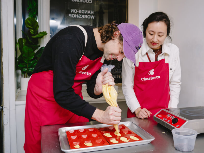 A man attends a baking class for Father's Day