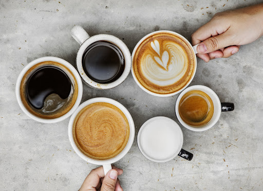 Various different types of coffee