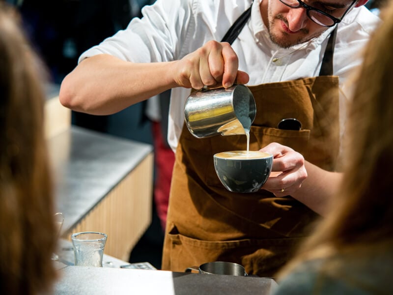 Milk pouring latte art