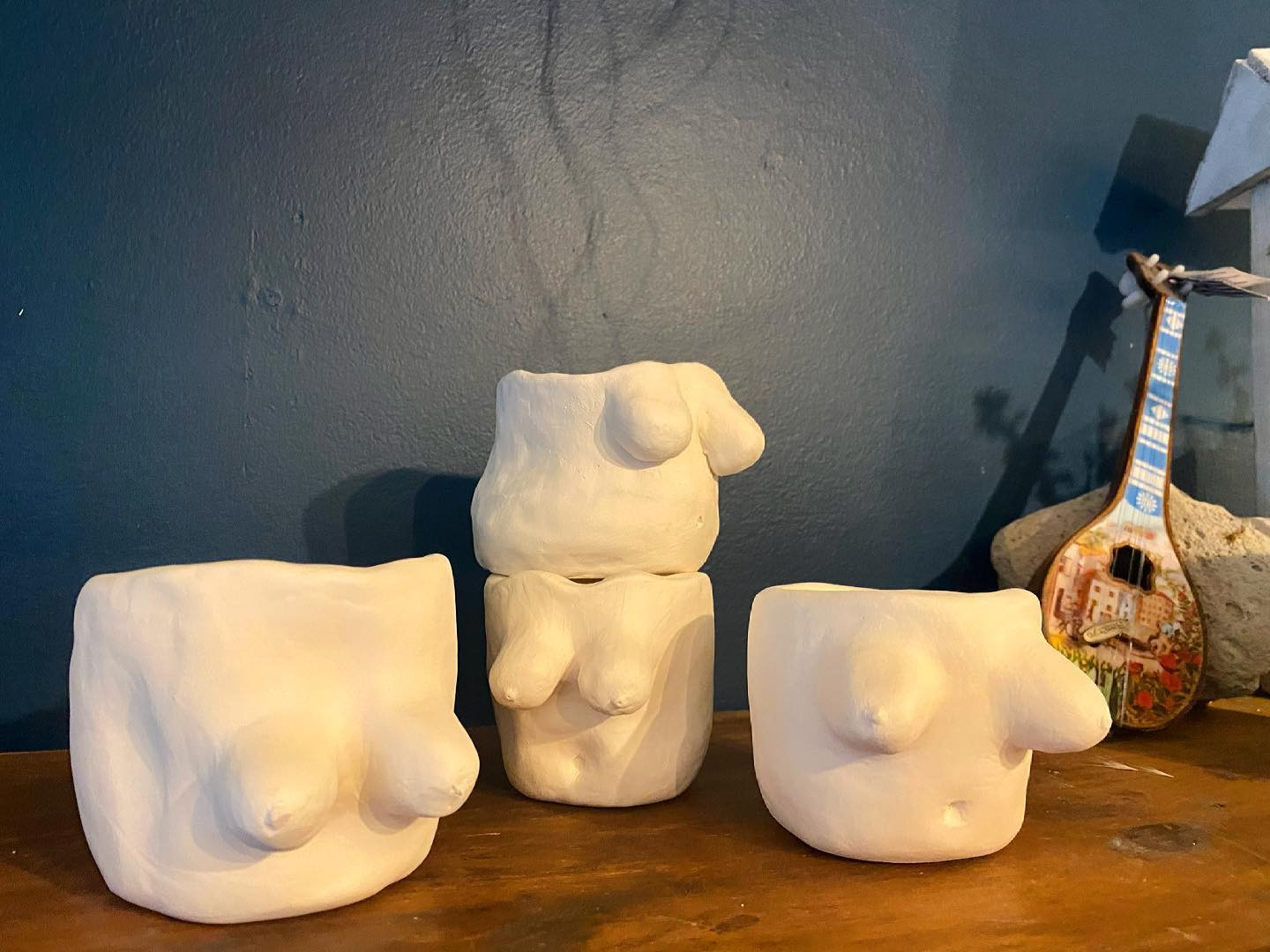 Boobie mugs made at a pottery workshop in Brisbane