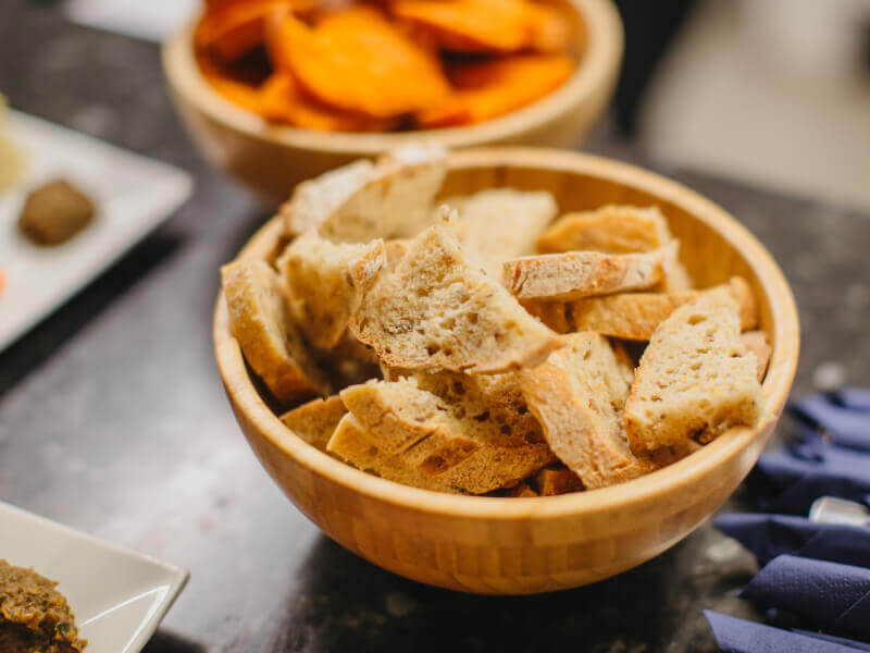 A bowl of vegan sourdough bread