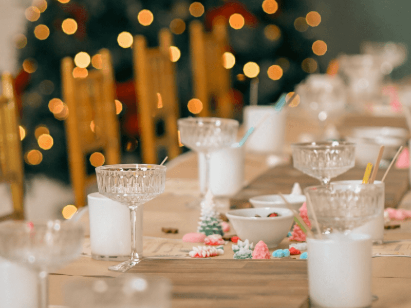 friendsmas fragrance party set up