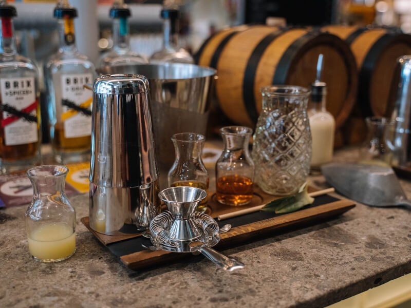 A cocktail making station