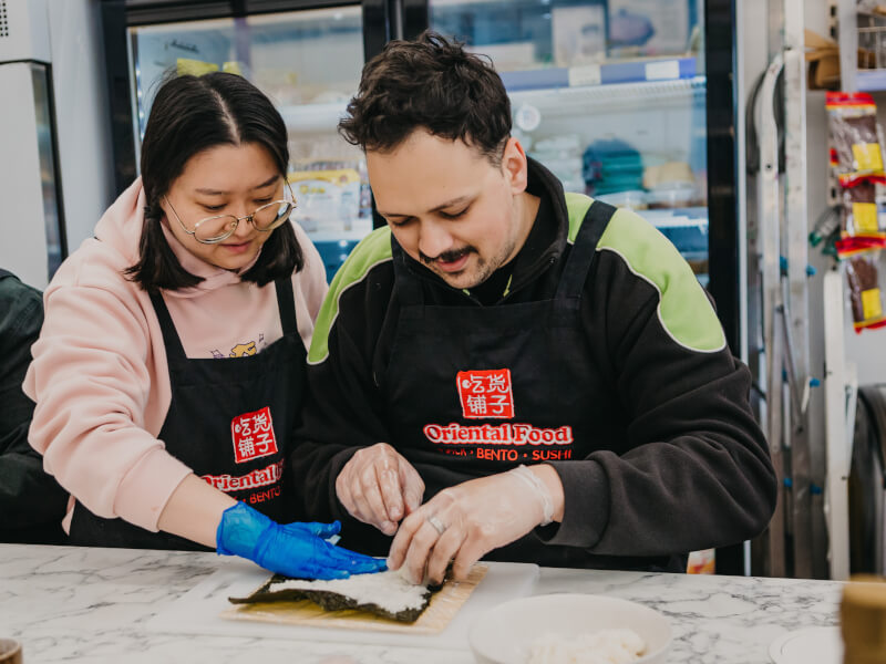 dad-to-be making sushi