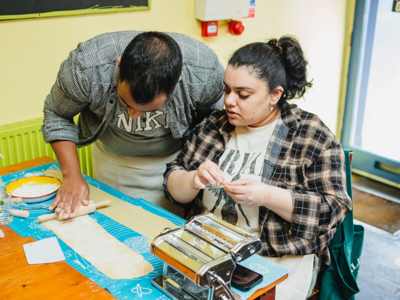 Couple making pasta