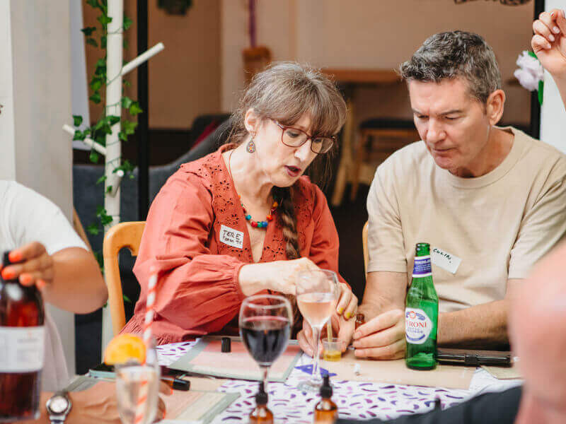Man and woman enjoying a class together