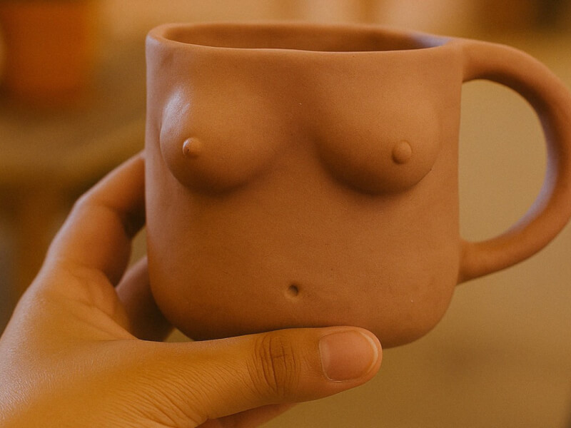 A handmade boobie mug