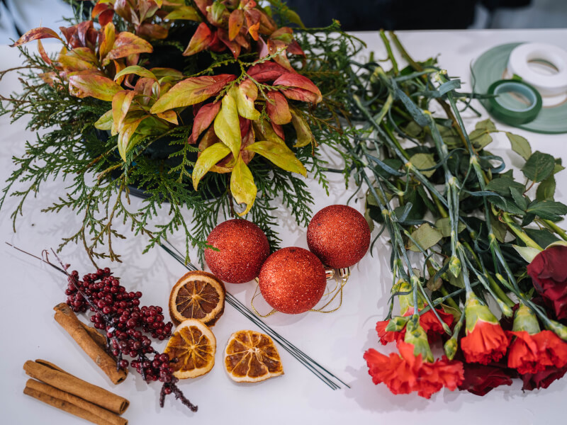 Almost finished Christmas wreath centrepiece
