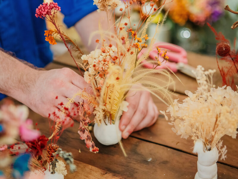 Dried floral arrangement