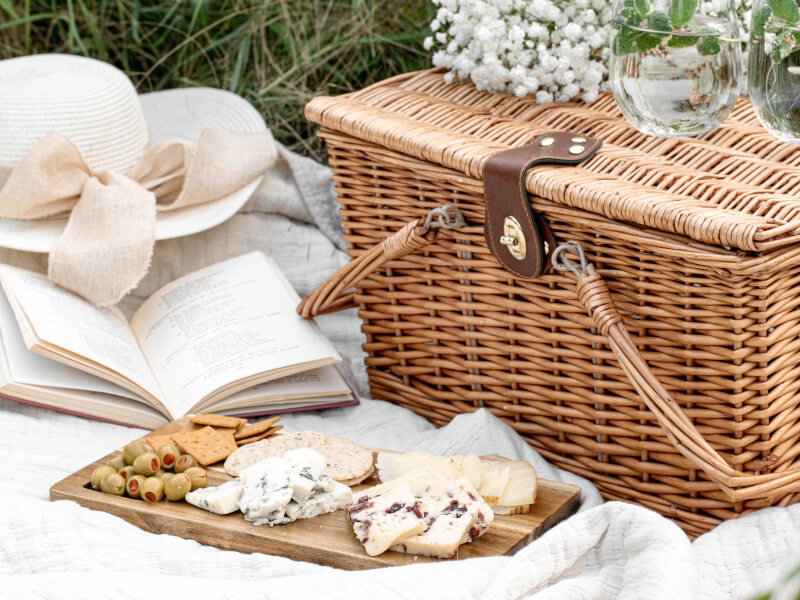 picnic set up with basket
