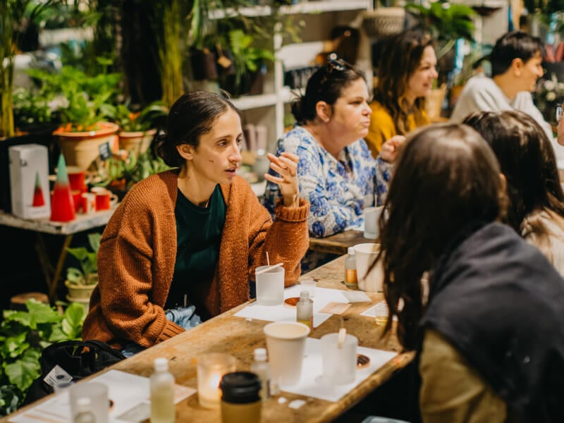 Group making candles