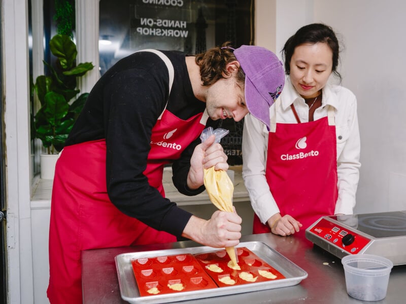 A man enjoys a baking class