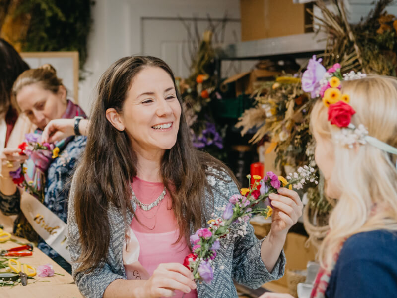 Hen's party flower crown workshop