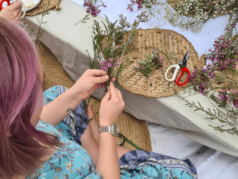 flower crown making for christmas