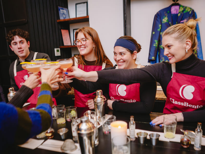 Group cocktail making for fathers day