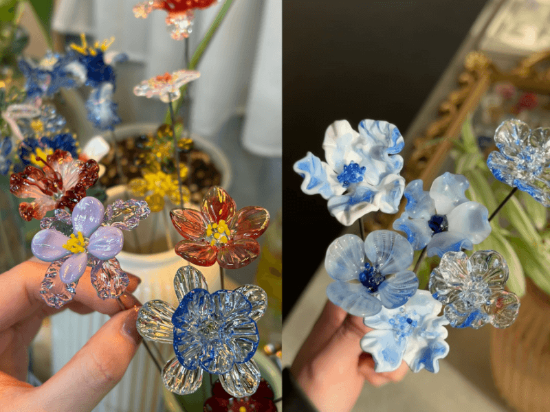 lampworking glass flower creations