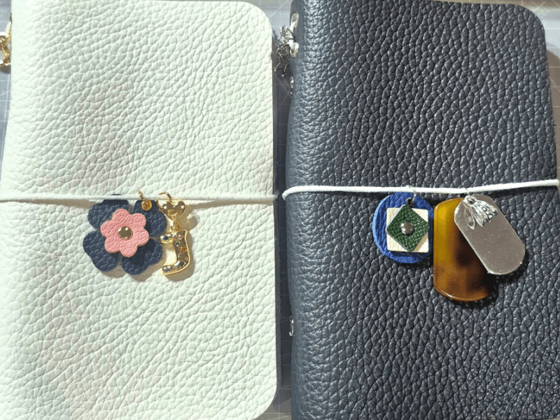 handmade leather journals with charms