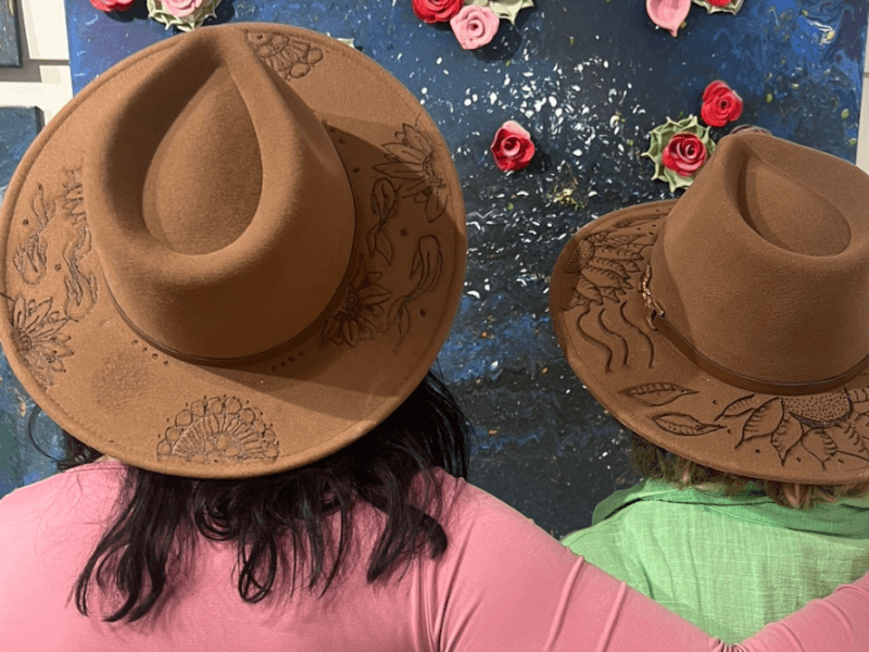 friends wearing their handmade hats