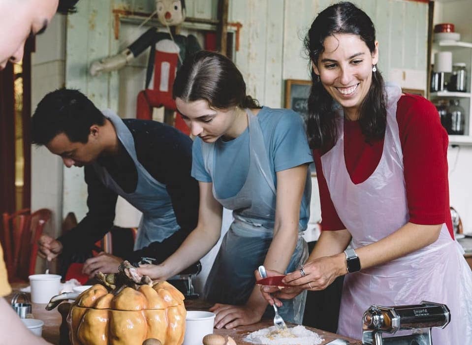People making pasta