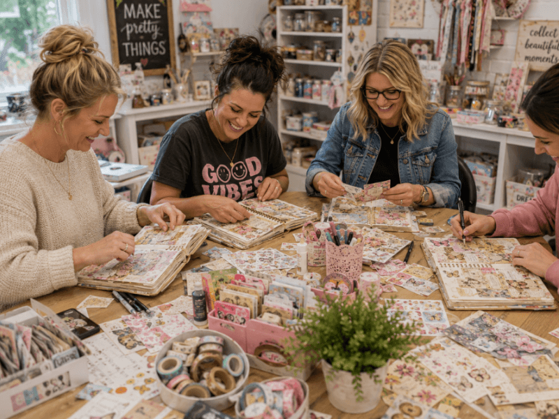 junk journalling workshop with friends