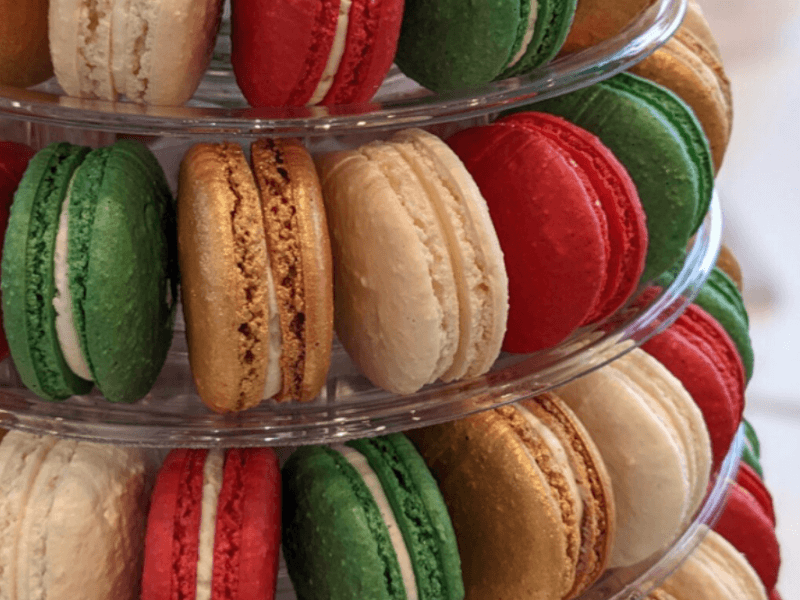 Christmas-themed macarons