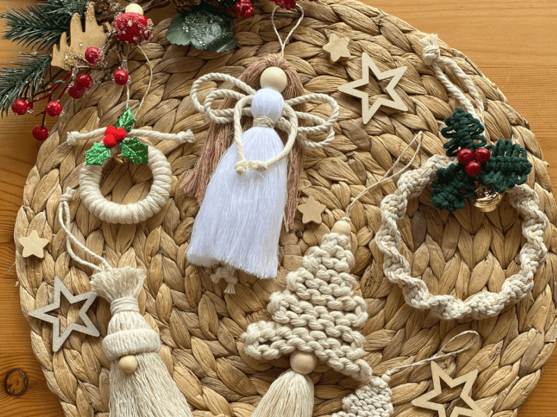 macrame christmas decorations