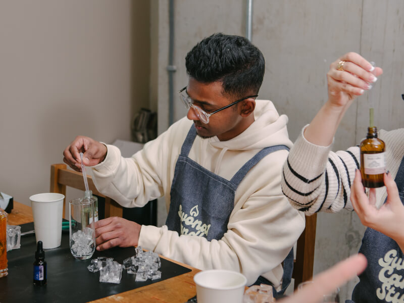 Two friends making candles in Brisbane