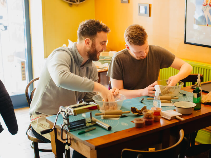 Men making pasta