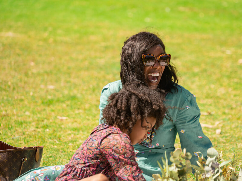 A mother and daughter bonding for Mother's Day at an outdoor class