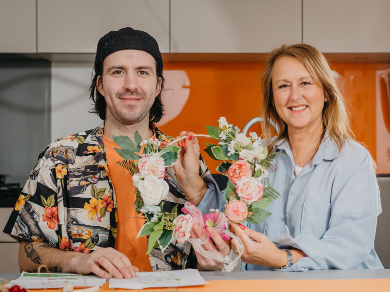 Mother son flower arranging class