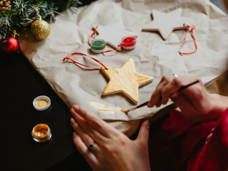 Hand painted ceramic Christmas decorations