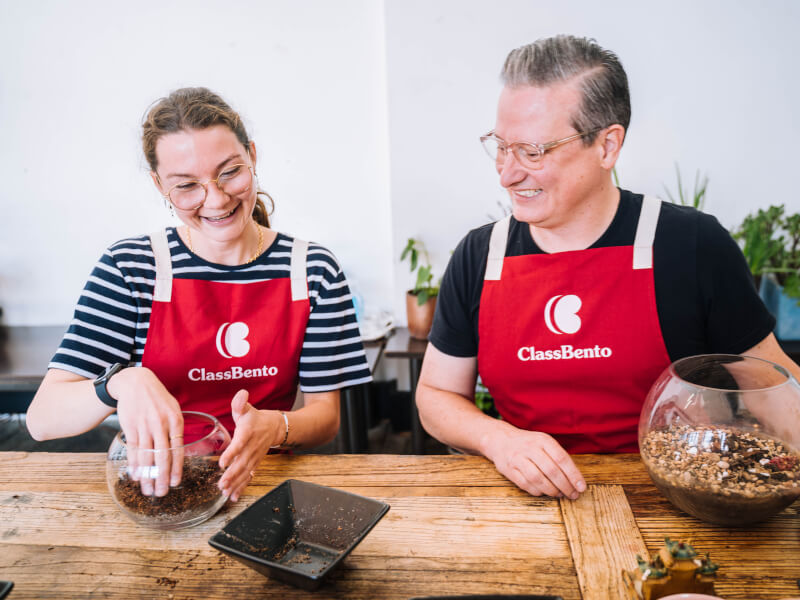 People making terrariums