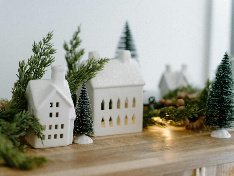 Little white ceramic houses