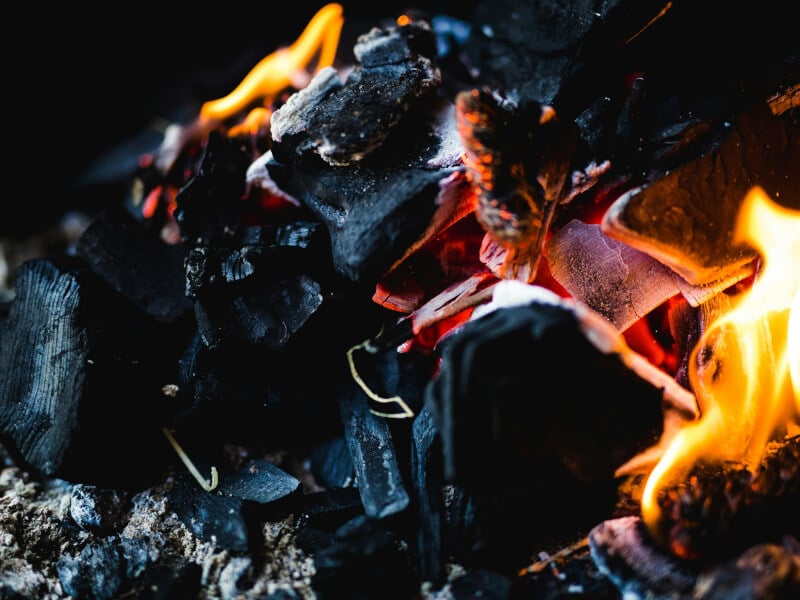 Fire and coals burning