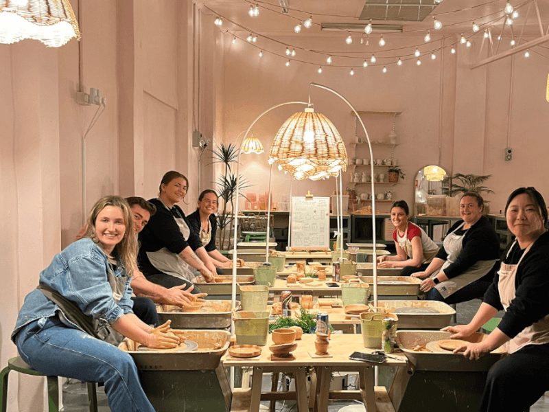 private pottery party set up