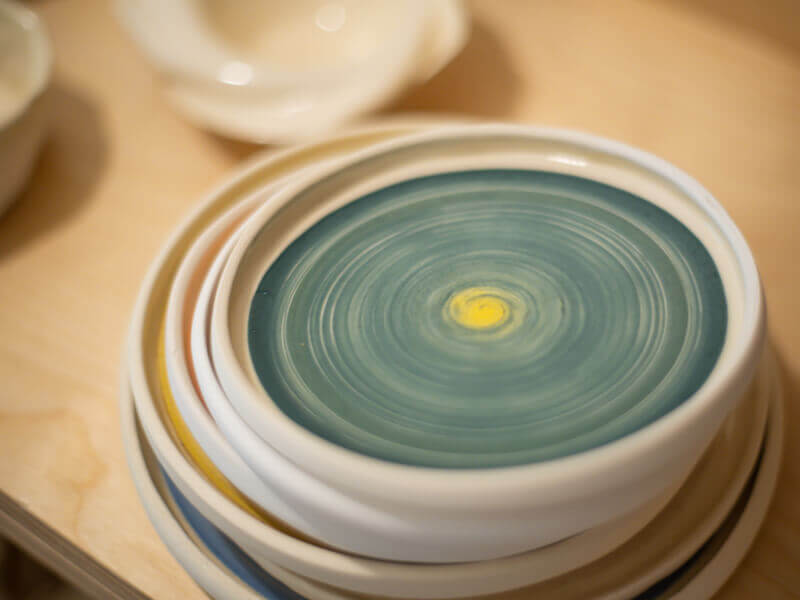 Stack of pretty painted plates
