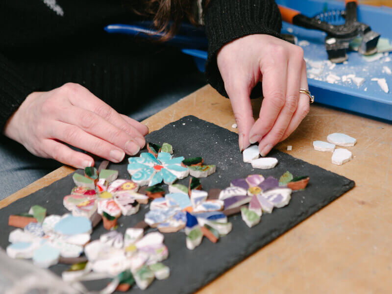 Pretty colourful mosaic making