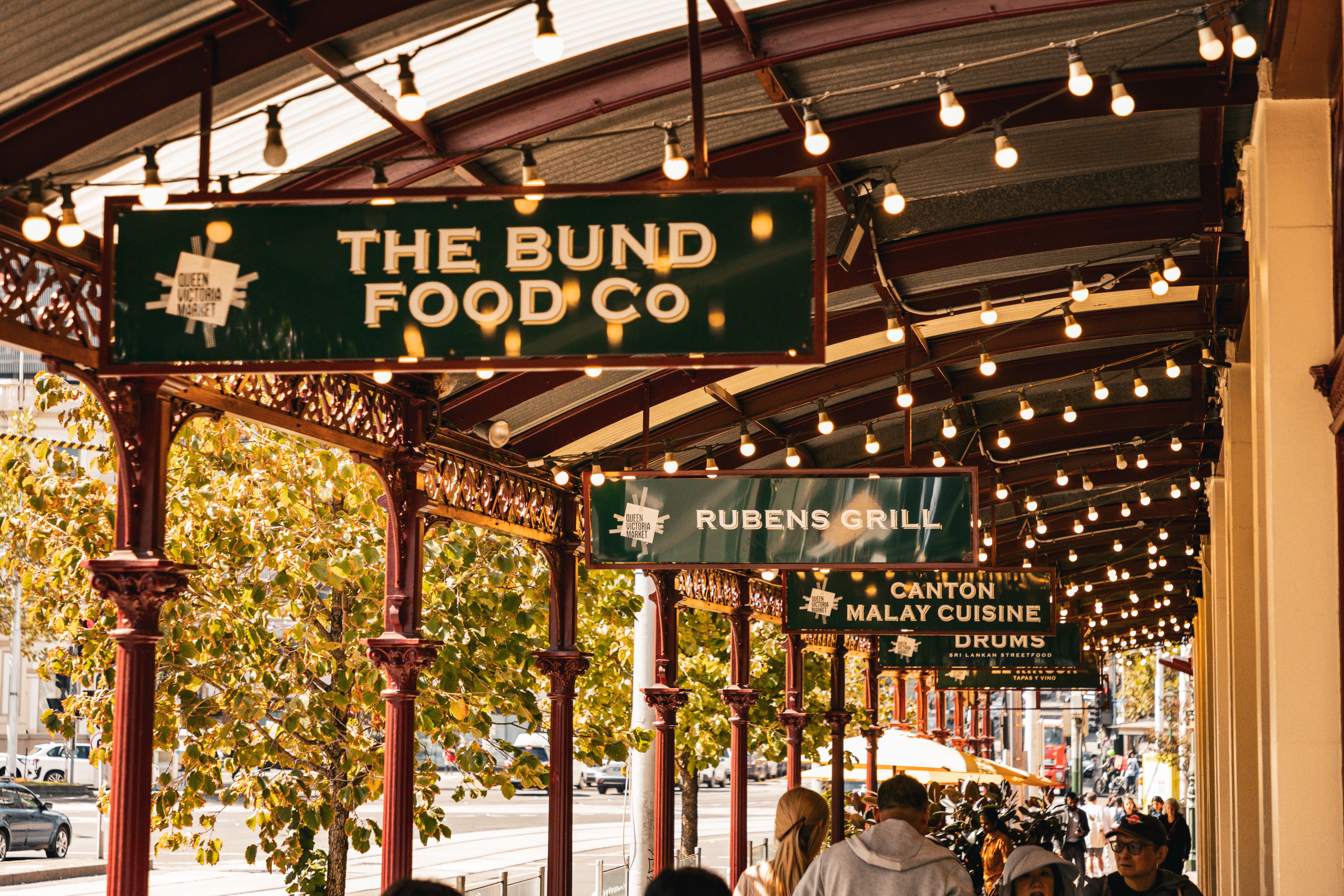Different stall signs at Queen Victoria Market