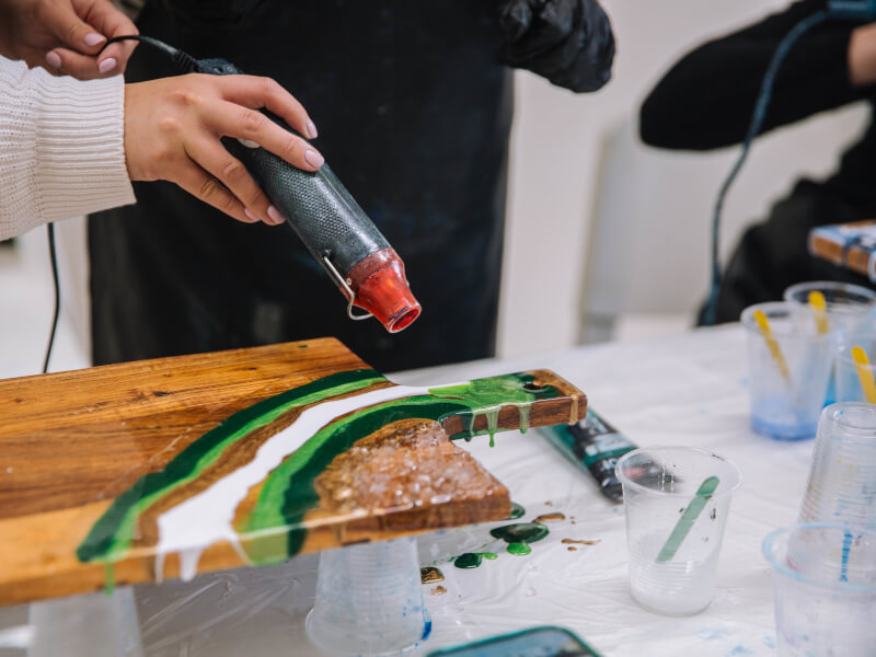 A handmade resin art charcuterie board, a gift for Valentine's Day