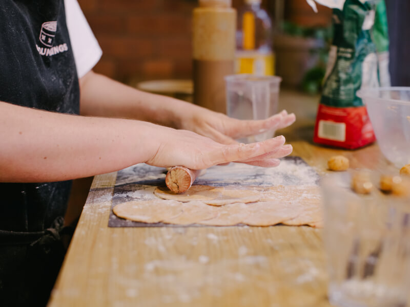 Rolling out fresh dough
