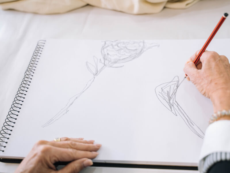 Person drawing roses
