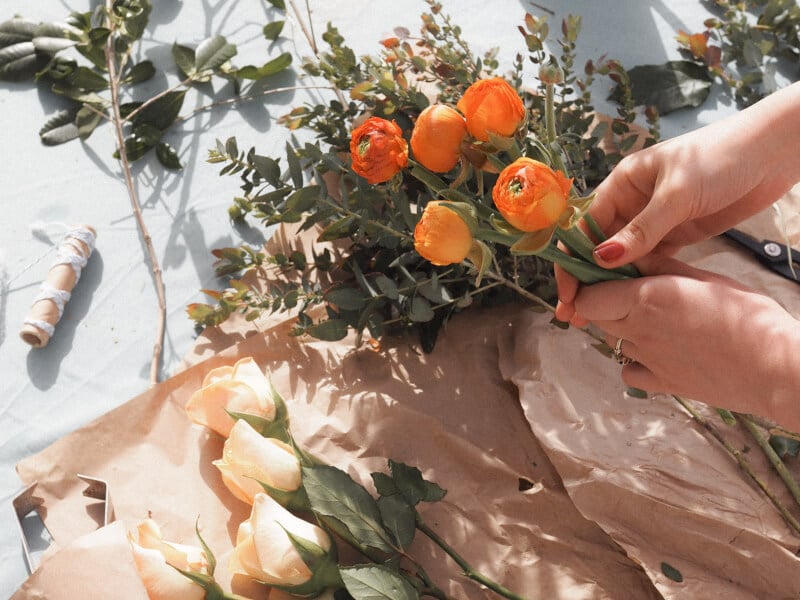 flower arranging class in the park