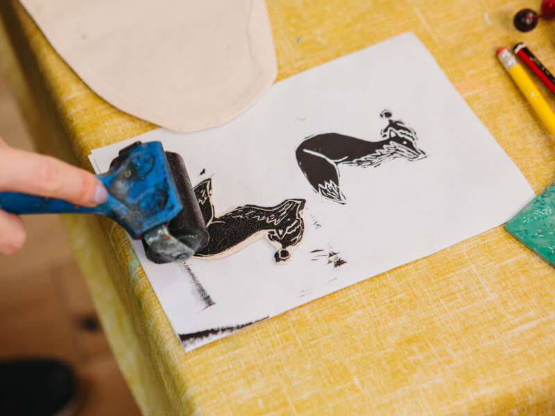 Pattern making on paper at a craft class