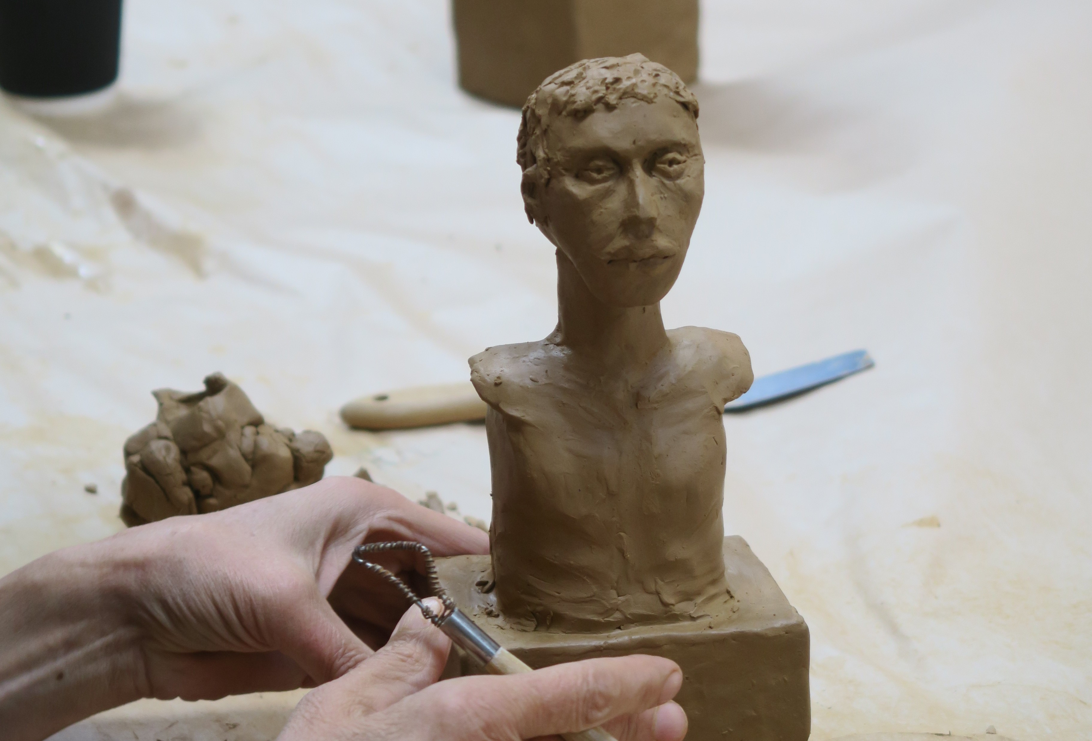 A handmade clay sculpture