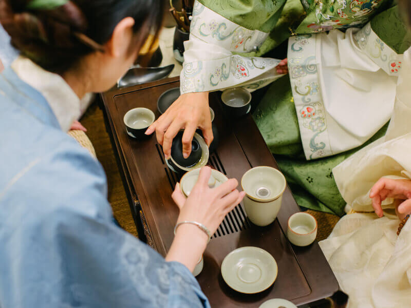 A tea ceremony set up