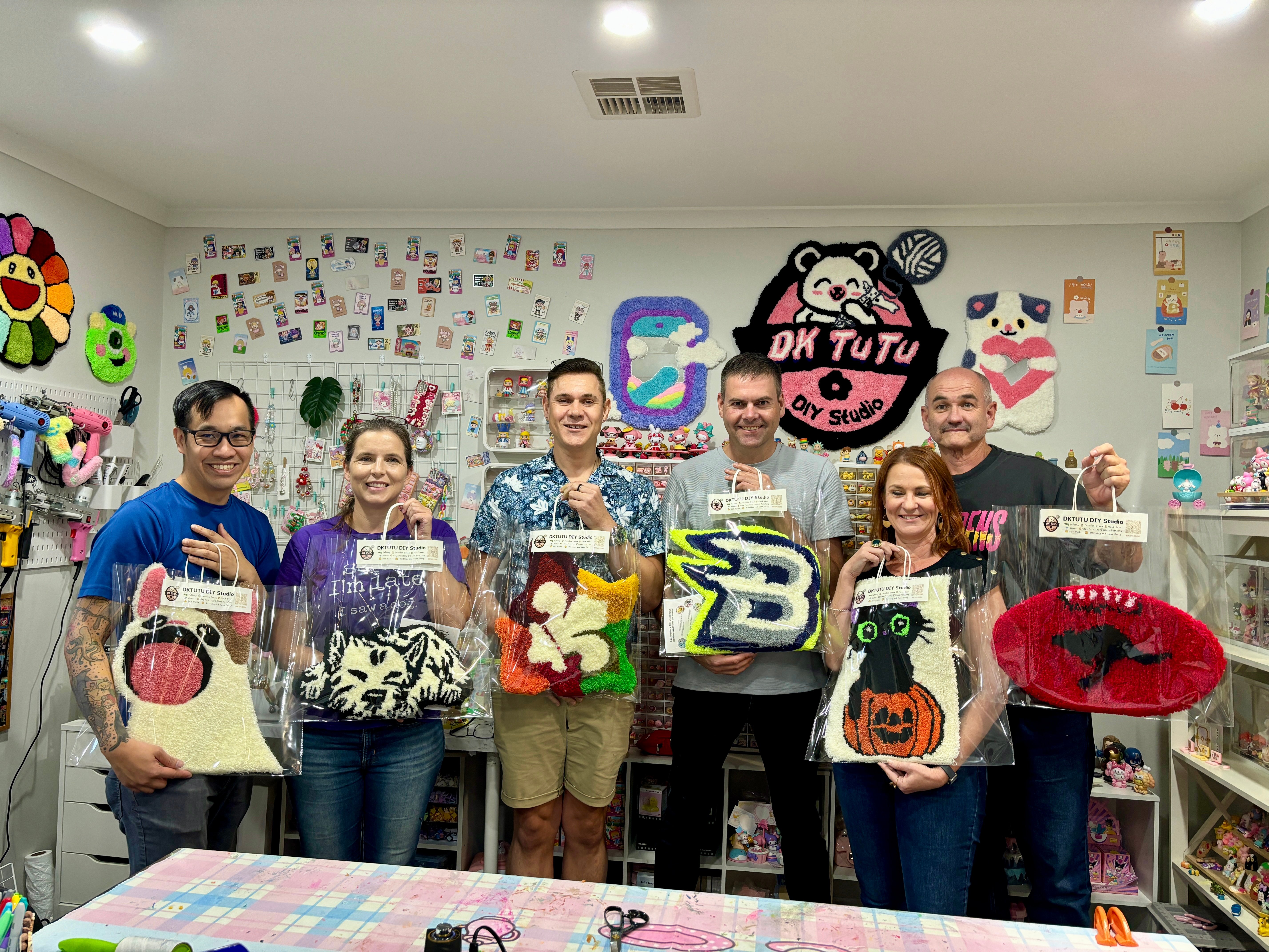 rug tufting class and their creations